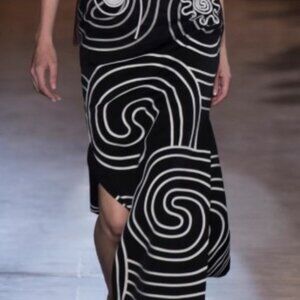Stella McCartney Black Printed Wool Midi Length Skirt Size: S | US4, IT40